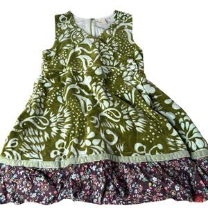Vintage Y2K Le Fromage Of L’Orange Girls green Patterned dress Size 4 Velvet